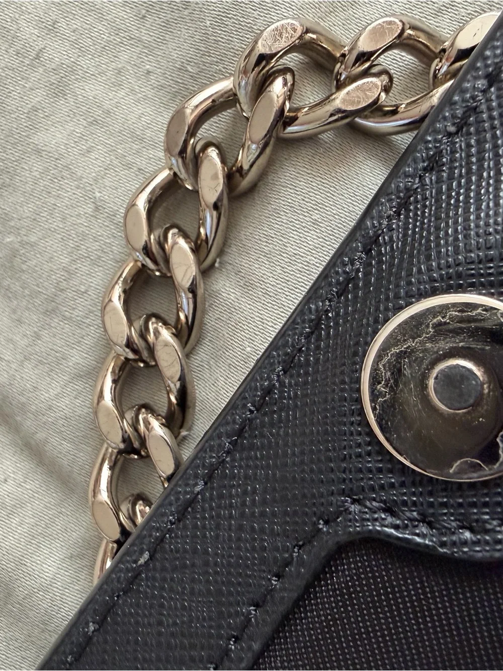 kate spade small Black Leather Shoulder Bag with silver Chain